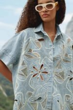 Denim Sea Desire Embroidered Short Sleeve Shirt - Image 2