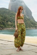 Green Forest Parrots Pockets Balloon Pants