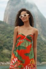 Red Fruit Trolley Sweetheart Neck Maxi Dress - Image 2