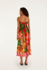 Red Fruit Trolley Sweetheart Neck Maxi Dress - Image 3
