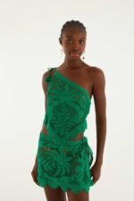 Green One-Shoulder Sheer Blouse - Image 3