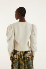 Grey Countryside Landscape Puff Sleeve Sweater - Image 3