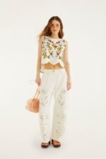 Off-White Lemon Bouquet Wavy Hem Sleeveless Blouse - Image 2