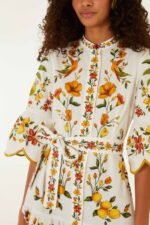 Off-White Lemon Bouquet Belted Puff Sleeve Mini Dress - Image 2