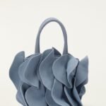 Light Blue Suede Flower Handbag