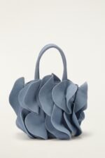 Light Blue Suede Flower Handbag