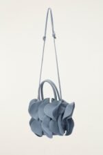 Light Blue Suede Flower Handbag - Image 3