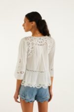 Light Denim Romantic Wavy Hem Shorts - Image 3