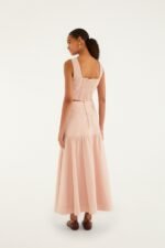 Light Pink Bisne Buttoned Twill Midi Skirt - Image 3