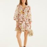 Light Pink Equestrian Overlap Buttoned Mini Dress