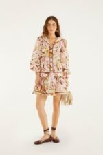 Light Pink Equestrian Overlap Buttoned Mini Dress