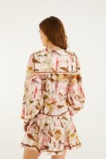 Light Pink Equestrian Overlap Buttoned Mini Dress - Image 3
