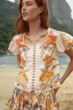 Light Pink Ligia Short Sleeve Blouse