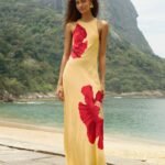 Light Yellow Poppy Flowers Sleeveless  Maxi Dress