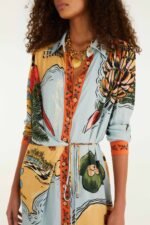 Multicolor Beaches Path Collared Buttoned Maxi Dress - Image 2