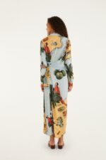 Multicolor Beaches Path Collared Buttoned Maxi Dress - Image 3