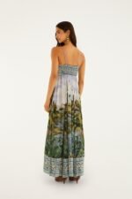 Multicolor Countryside Landscape Adjustable Straps Maxi Dress - Image 3