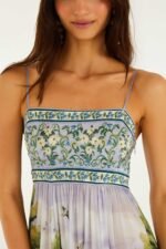 Multicolor Countryside Landscape Adjustable Straps Maxi Dress - Image 4