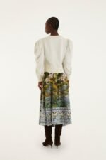 Multicolor Countryside Landscape Belted Midi Skirt - Image 3