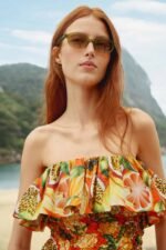 Multicolor Fruit Garden Red Smocked Balloon Mini Dress - Image 6