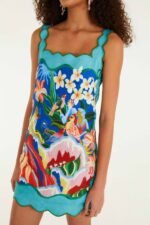 Multicolor Garden Of Life Scarf Scallop Mini Dress - Image 2