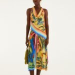 Multicolor Rainbow Summer Mixed Scarves  Midi Skirt