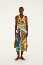 Multicolor Rainbow Summer Mixed Scarves  Midi Skirt