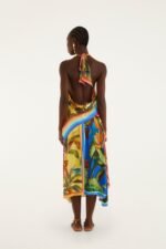 Multicolor Rainbow Summer Mixed Scarves  Midi Skirt - Image 3