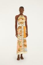 Multicolor Rio Souvenir Scarves Rope Straps Maxi Dress