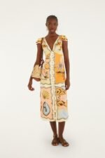 Multicolor Rio Souvenir Scarves Satin Midi Dress