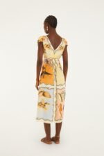 Multicolor Rio Souvenir Scarves Satin Midi Dress - Image 3