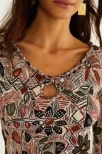 Multicolor Rustic Flowers Long Sleeve Top - Image 2