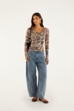 Multicolor Rustic Flowers Long Sleeve Top - Image 4
