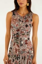 Multicolor Rustic Flowers Sleeveless Ruched Maxi Dress - Image 2