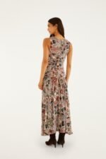 Multicolor Rustic Flowers Sleeveless Ruched Maxi Dress - Image 3