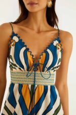Multicolor Tropical Graphic Wavy Detail Maxi Dress - Image 2