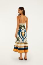 Multicolor Tropical Graphic Wavy Detail Maxi Dress - Image 3