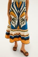 Multicolor Tropical Graphic Wavy Detail Maxi Dress - Image 4