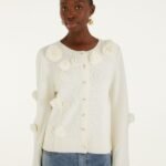 Off-White 3d Flower Buttoned Knit Cardigan