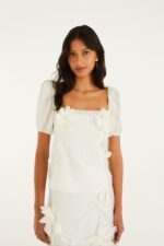 Off-White 3d Flowers Puff Sleeve Blouse