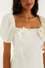 Off-White 3d Flowers Puff Sleeve Blouse - Image 2