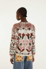 Off-White Ainika Embroidered Flower Knit Cardigan - Image 3
