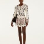Off-White Ainika Rustic Flowers Crochet Detail Mini Skirt