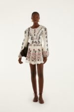 Off-White Ainika Rustic Flowers Crochet Detail Mini Skirt