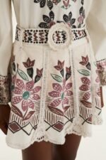 Off-White Ainika Rustic Flowers Crochet Detail Mini Skirt - Image 2