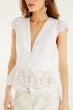 Off-White Embroidered Lace Blouse - Image 4