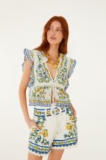 Off-White Emily Floral Tapestry Belted Shorts