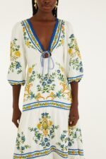 Off-White Emily Floral Tapestry Drawstring Midi Dress - Image 2