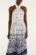 Off-White Fishes Flow Halter Neck Midi Dress - Image 4
