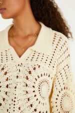 Off-White Polo Crochet Sweater - Image 4